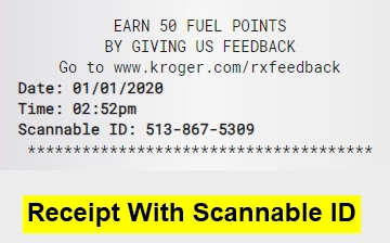 kroger receipt with the scannable id